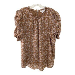 Rachel Zoe Women’s XL Puff Sleeve Floral Blouse Brown Lavender – Needs Minor Sea